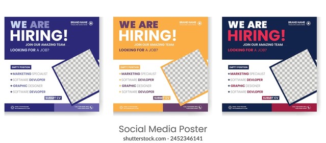 Hiring agency social media post template. Hiring agency banner design. Hiring agency concept. Vector illustration