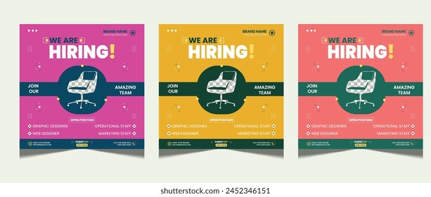 Hiring agency social media post template. Hiring agency banner design. Hiring agency concept. Vector illustration