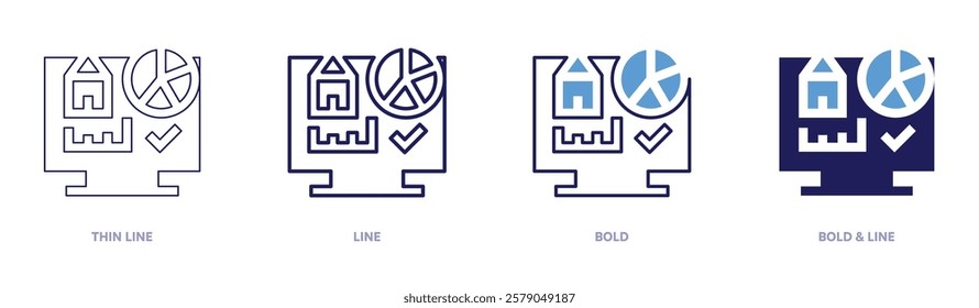 Hiring analysis icon in 4 different styles. Thin Line, Line, Bold, and Bold Line. Duotone style. Editable stroke.