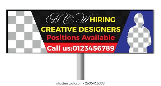 Hiring banner template for creative designer job ads,