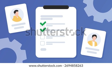 Hiring checklist with candidate resumes