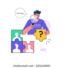 Einstellkonzept mit Hr Manager auf der Suche nach einem talentierten Kandidaten für das Unternehmen im flachen Design