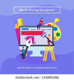 Hiring Designer Jobs Ads Template For Social Media Vector Illustration