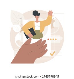 Hiring employee abstract concept vector illustration. Human resources, hiring employee, filling out resume, employment process, head hunting agency, new vacant job position abstract metaphor.