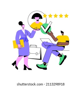 Hiring employee abstract concept vector illustration. Human resources, hiring employee, filling out resume, employment process, head hunting agency, new vacant job position abstract metaphor.