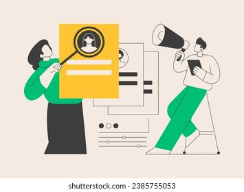 Hiring employee abstract concept vector illustration. Human resources, hiring employee, filling out resume, employment process, head hunting agency, new vacant job position abstract metaphor.