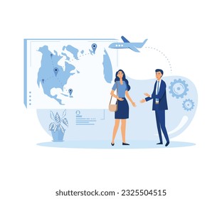 Hiring employees abstract concept vector illustration set. Expat work, choosing a candidate, prepare for interview, recruiter flat vector modern illustration 