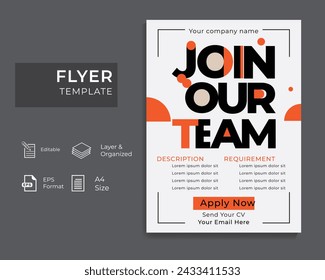 Hiring Flyer template .Join our team poster design.Job Vacancy template design.