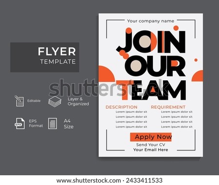 Hiring Flyer template .Join our team poster design.Job Vacancy template design.