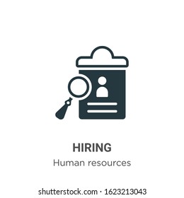 Hiring glyph icon vector on white background. Flat vector hiring icon symbol sign from modern human resources collection for mobile concept and web apps design.