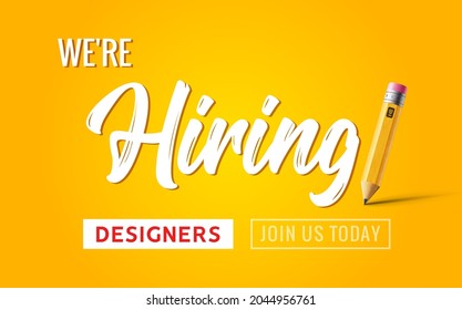 Hiring graphic designer vacancy poster. Hiring job graphic designer wanted creative vector illustration banner design