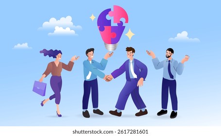 Hiring human for new project by Human resorce. group of people building recruiting team members completing the team for successful work efficiency, completing the team by completing the jigsaw puzzle