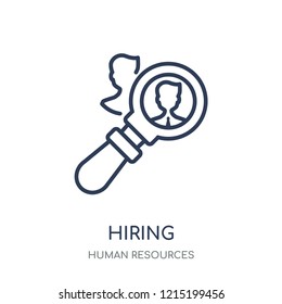 Hiring icon. Hiring linear symbol design from Human resources collection.