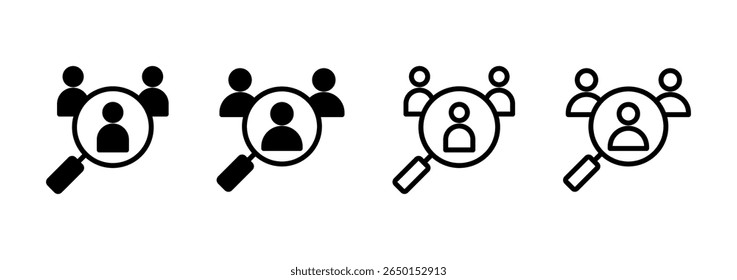 Diseño de logotipo de icono de contratación. Símbolo y signo de la vacante de trabajo de Búsqueda. Concepto de recursos humanos. Contratación