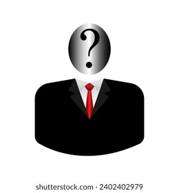 Hiring icon with question mark isolated on white background.