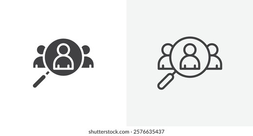 Hiring icon set in black flat solid and outlined style.