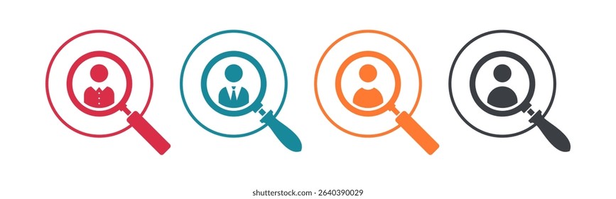 Hiring icon set illustration. Human resources sign and symbol. Profile Searching and Recruitment vector