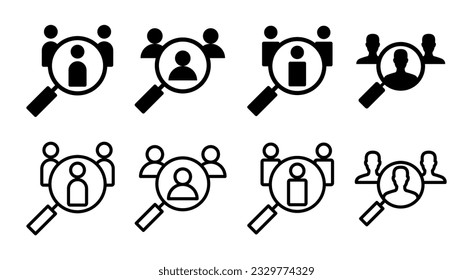 Hiring icon set illustration. Search job vacancy sign and symbol. Human resources concept. Recruitment