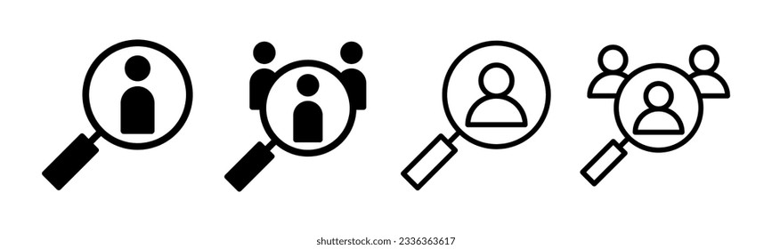 Hiring icon set illustration. Search job vacancy sign and symbol. Human resources concept. Recruitment