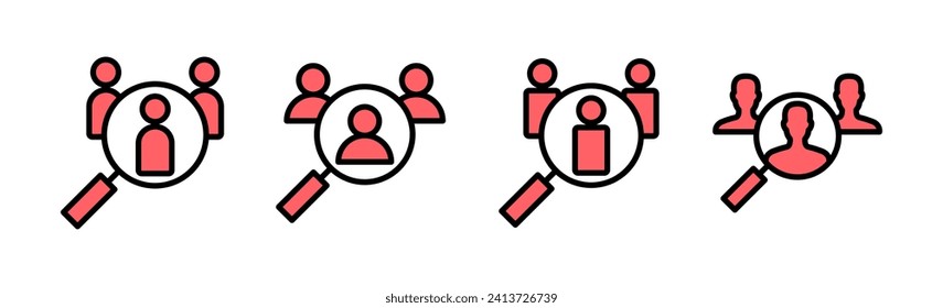 Hiring icon set illustration. Search job vacancy sign and symbol. Human resources concept. Recruitment