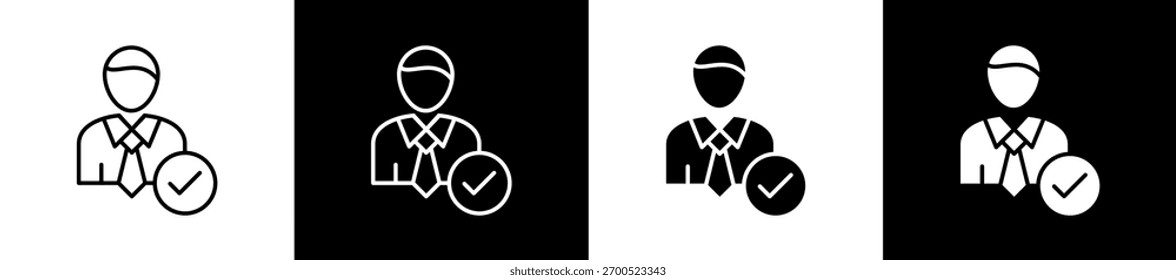 Hiring icon set in line and glyph style on black and white background