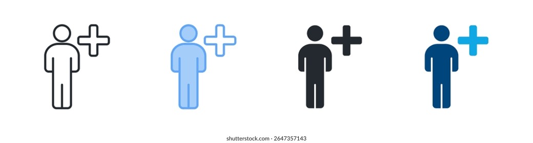 Conjunto de iconos de contratación de varios estilos. Diseñado en el contorno, azul, glifo, tono dual