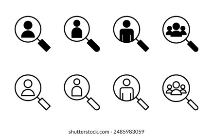 Hiring icon set. Search job vacancy icon. Human resources concept. Recruitment