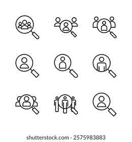 Hiring icon set. Search job vacancy icon. Human resources concept. Recruitment