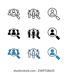 Hiring icon set. Search job vacancy icon. Human resources concept. Recruitment