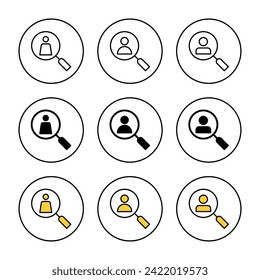 Hiring icon set vector. Search job vacancy sign and symbol. Human resources concept. Recruitment
