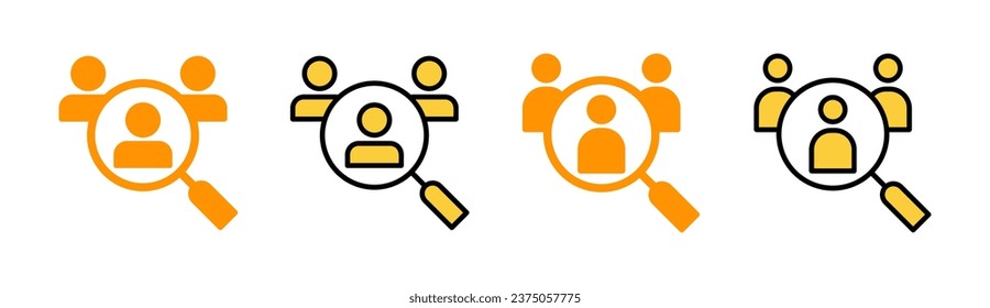 Juego de iconos de contratación para aplicaciones web y móviles. Buscar símbolo y signo de vacante de trabajo. Concepto de recursos humanos. Contratación