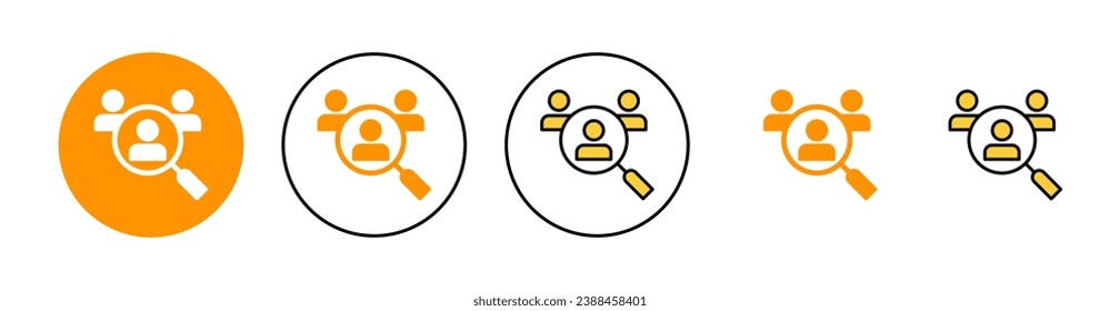 Juego de iconos de contratación para aplicaciones web y móviles. Buscar símbolo y signo de vacante de trabajo. Concepto de recursos humanos. Contratación