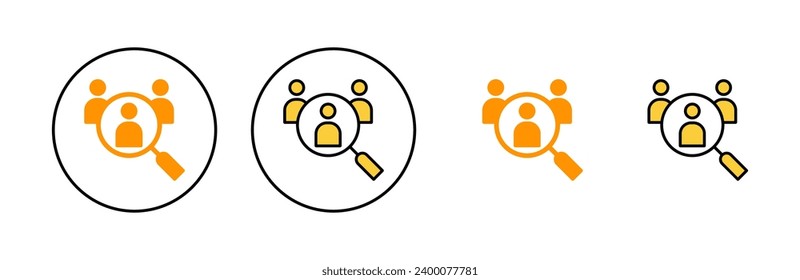 Juego de iconos de contratación para aplicaciones web y móviles. Buscar símbolo y signo de vacante de trabajo. Concepto de recursos humanos. Contratación