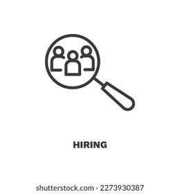 hiring icon. Thin line hiring icon from Human Resources collection. Outline vector isolated on white background. Editable hiring symbol can be used web and mobile