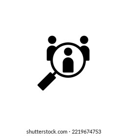 Ilustración vectorial de icono de contratación. Buscar símbolo y signo de vacante de trabajo. Concepto de recursos humanos. Contratación