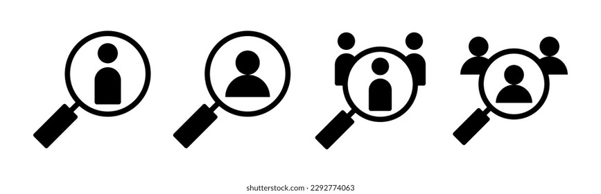 Ilustración vectorial de icono de contratación. Buscar símbolo y signo de vacante de trabajo. Concepto de recursos humanos. Contratación