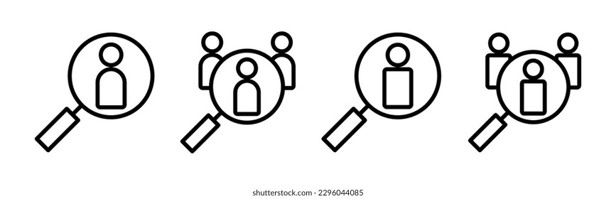 Ilustración vectorial de icono de contratación. Buscar símbolo y signo de vacante de trabajo. Concepto de recursos humanos. Contratación