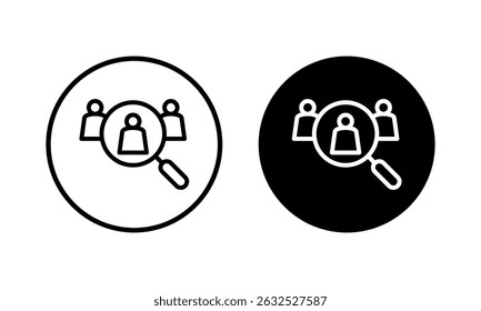 Ilustração do vetor do ícone de contratação. Pesquisar símbolo e sinal de vaga de emprego. Conceito de recursos humanos. Recrutamento