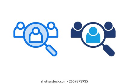 Vektorgrafik des Einstellungs-Icons. Stellenanzeige und Symbol suchen. Personalkonzept. Einstellung
