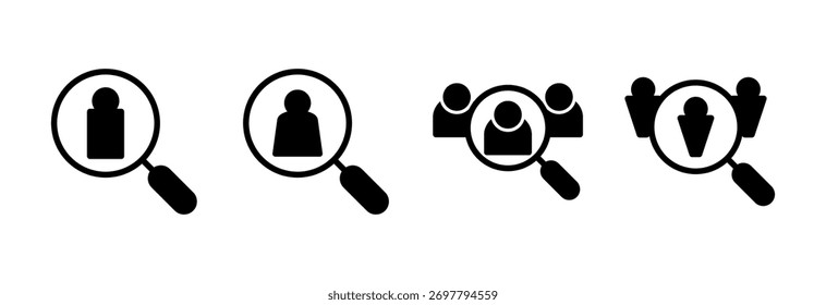 Vektorgrafik des Einstellungs-Icons. Stellenanzeige und Symbol suchen. Personalkonzept. Einstellung