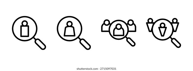 Ilustración vectorial de iconos de contratación. Símbolo y signo de la vacante de trabajo de Búsqueda. Concepto de recursos humanos. Contratación