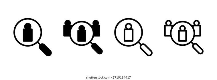 Ilustração do vetor do ícone de contratação. Pesquisar símbolo e sinal de vaga de emprego. Conceito de recursos humanos. Recrutamento