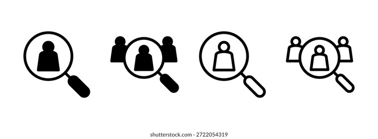 Ilustración vectorial de iconos de contratación. Símbolo y signo de la vacante de trabajo de Búsqueda. Concepto de recursos humanos. Contratación