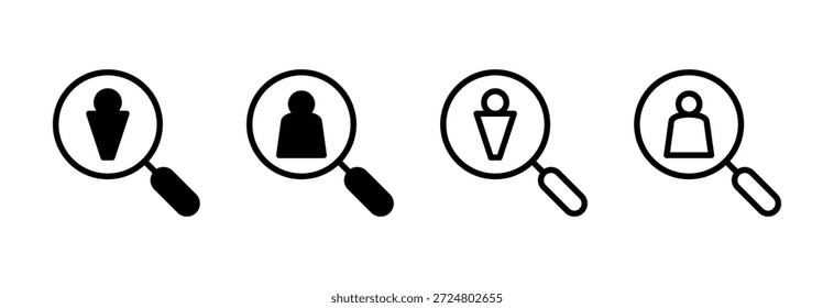 Ilustración vectorial de iconos de contratación. Símbolo y signo de la vacante de trabajo de Búsqueda. Concepto de recursos humanos. Contratación