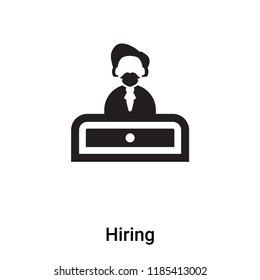 Hiring icon vector isolated on white background, logo concept of Hiring sign on transparent background, filled black symbol
