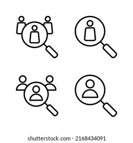 Icon-Vektorgrafik einstellen. Zeichen und Symbol für freie Stellen suchen. Konzept der Humanressourcen Einstellung