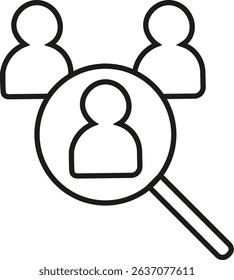 Hiring icon vector. search job vacancy icon. magnifying glass looking for people