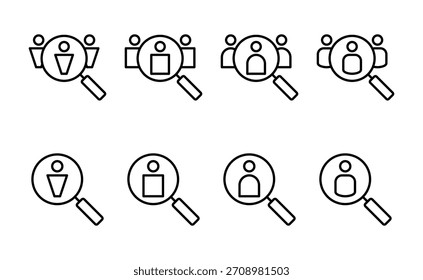 Vector de icono de contratación. Símbolo y signo de la vacante de trabajo de Búsqueda. Concepto de recursos humanos. Contratación
