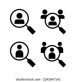 Contratar vector de iconos para aplicaciones web y móviles. Buscar símbolo y signo de vacante de trabajo. Concepto de recursos humanos. Contratación