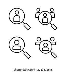 Icon-Vektor für die Einstellung von Web- und mobilen Anwendungen. Zeichen und Symbol für freie Stellen suchen. Konzept der Humanressourcen Einstellung